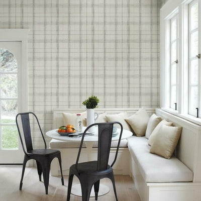 product image for Farmhouse Plaid Wallpaper in Taupe and Charcoal from the Simply Farmhouse Collection by York Wallcoverings 51