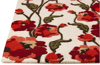 product image for Fiore Collection Hand Tufted Wool Area Rug in White and Red design by Mat the Basics 87