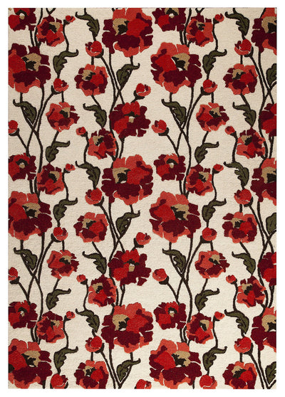 product image for Fiore Collection Hand Tufted Wool Area Rug in White and Red design by Mat the Basics 64
