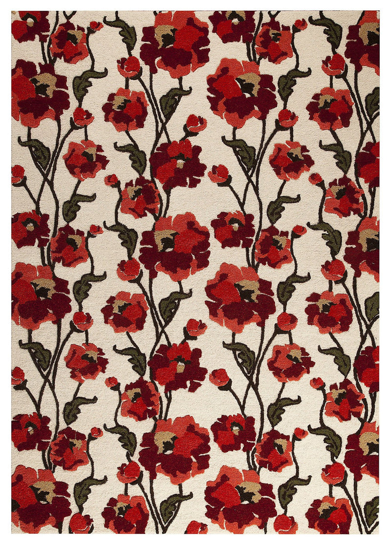 media image for Fiore Collection Hand Tufted Wool Area Rug in White and Red design by Mat the Basics 253