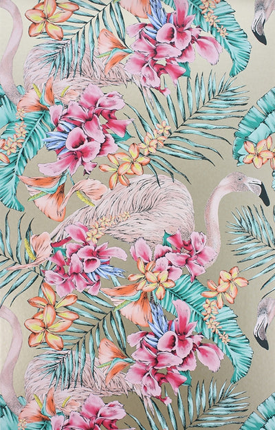 product image for Flamingo Club Wallpaper in Antique Gold by Matthew Williamson for Osborne & Little 14