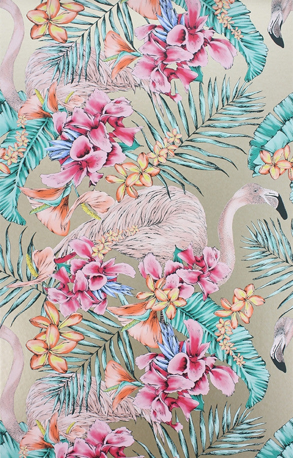 media image for Flamingo Club Wallpaper in Antique Gold by Matthew Williamson for Osborne & Little 262
