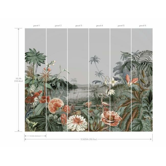 media image for Floating Gardens Wall Mural in Grey from the Murals Resource Library by York Wallcoverings 261