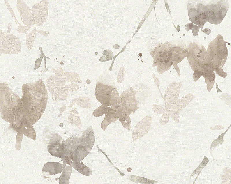 media image for Floral Blossom Wallpaper in Ivory and Brown design by BD Wall 281