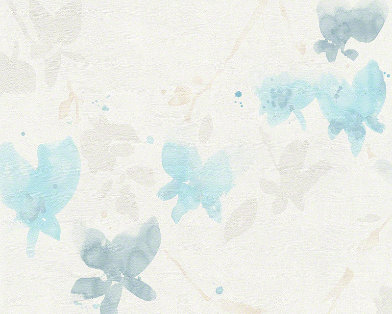 media image for Floral Blossom Wallpaper in Ivory and Light Blue design by BD Wall 218