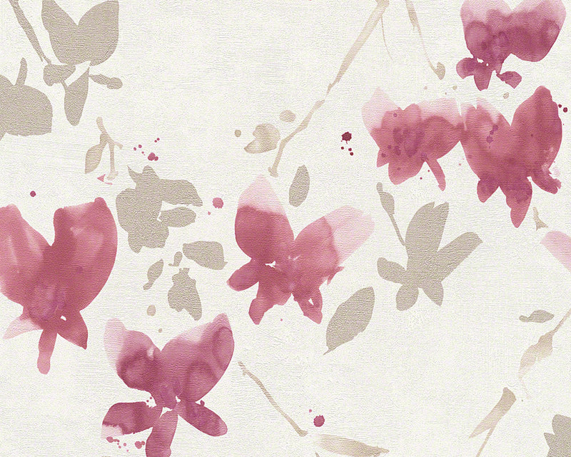 media image for Floral Blossom Wallpaper in Ivory and Red design by BD Wall 225