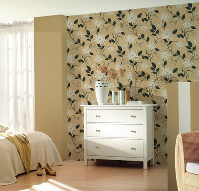 product image for Floral Modern Nature Wallpaper in Browns and Black design by BD Wall 89