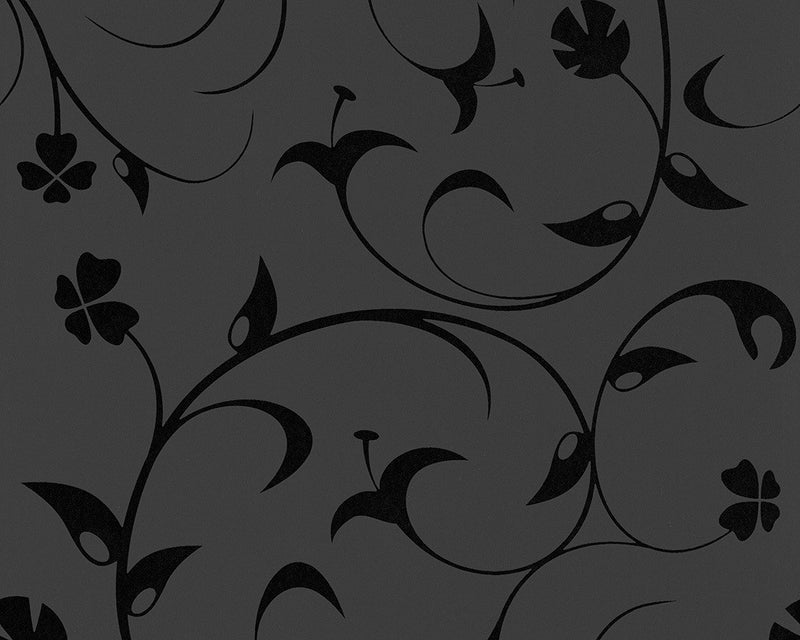 media image for Floral Scrollwork Wallpaper in Black design by BD Wall 222