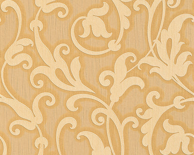 product image of Floral Scrollwork Wallpaper in Cream and Orange design by BD Wall 527
