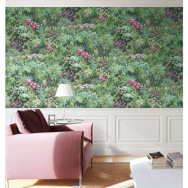 media image for Floral Wallpaper in Green and Purple from the French Impressionist Collection by Seabrook Wallcoverings 251