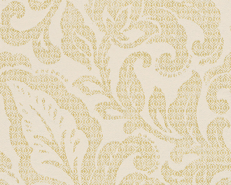 media image for Floral Wallpaper in Cream and Metallic design by BD Wall 246