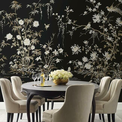 product image for Flowering Vine Chino Wall Mural in Black from the Ronald Redding 24 Karat Collection by York Wallcoverings 54