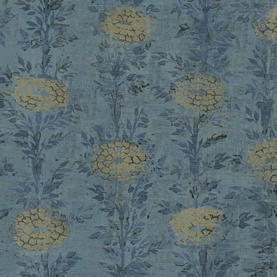 product image of French Marigold Wallpaper in Blue and Gold from the Tea Garden Collection by Ronald Redding for York Wallcoverings 570