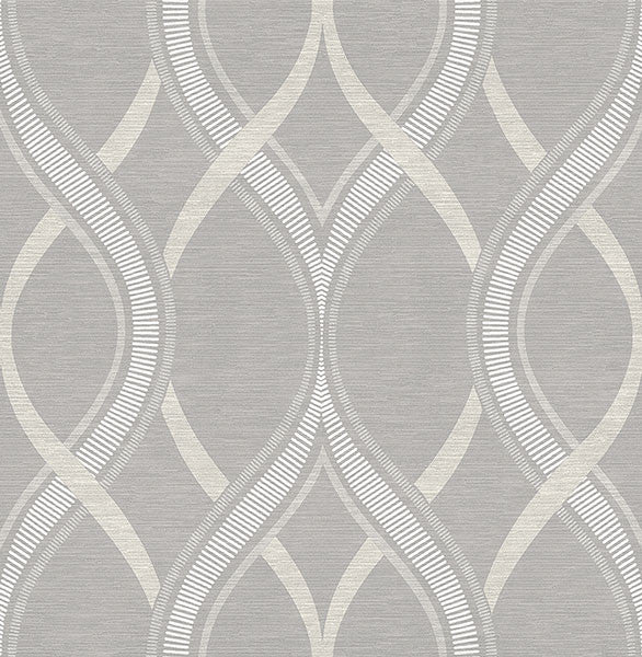 media image for Frequency Grey Ogee Wallpaper from the Symetrie Collection by Brewster Home Fashions 224