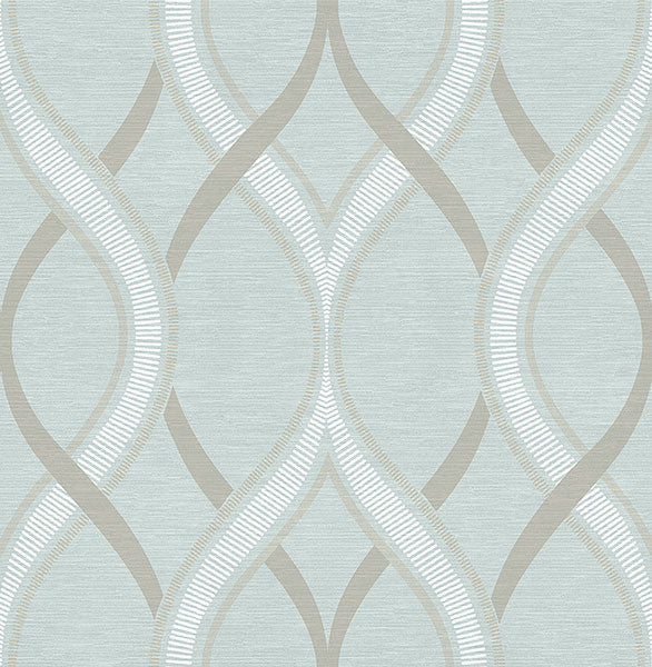 media image for Frequency Turquoise Ogee Wallpaper from the Symetrie Collection by Brewster Home Fashions 248