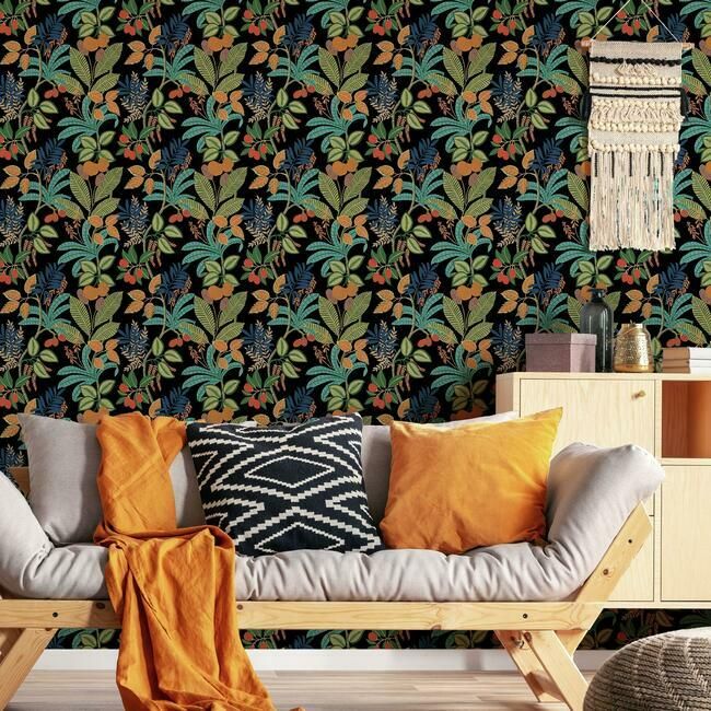 media image for Funky Jungle Peel & Stick Wallpaper in Black and Green by RoomMates for York Wallcoverings 240