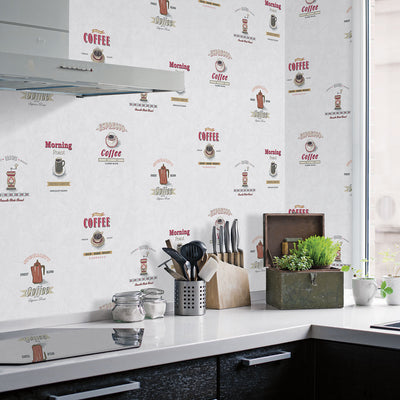 product image for Coffee Café Grey/Red Wallpaper from the Kitchen Recipes Collection by Galerie Wallcoverings 27