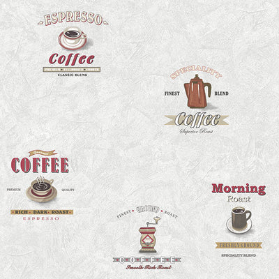 product image for Coffee Café Grey/Red Wallpaper from the Kitchen Recipes Collection by Galerie Wallcoverings 15