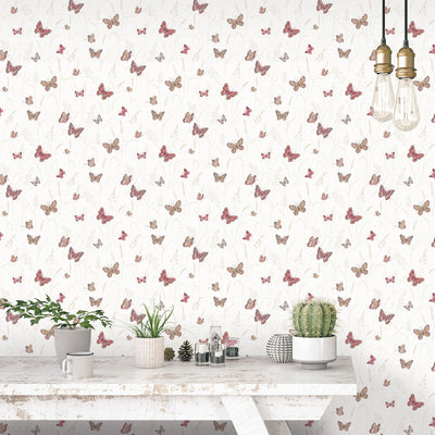 product image for Meadow Butterfly Red/Cream Wallpaper from the Kitchen Recipes Collection by Galerie Wallcoverings 5