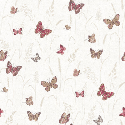 product image of Meadow Butterfly Red/Cream Wallpaper from the Kitchen Recipes Collection by Galerie Wallcoverings 594