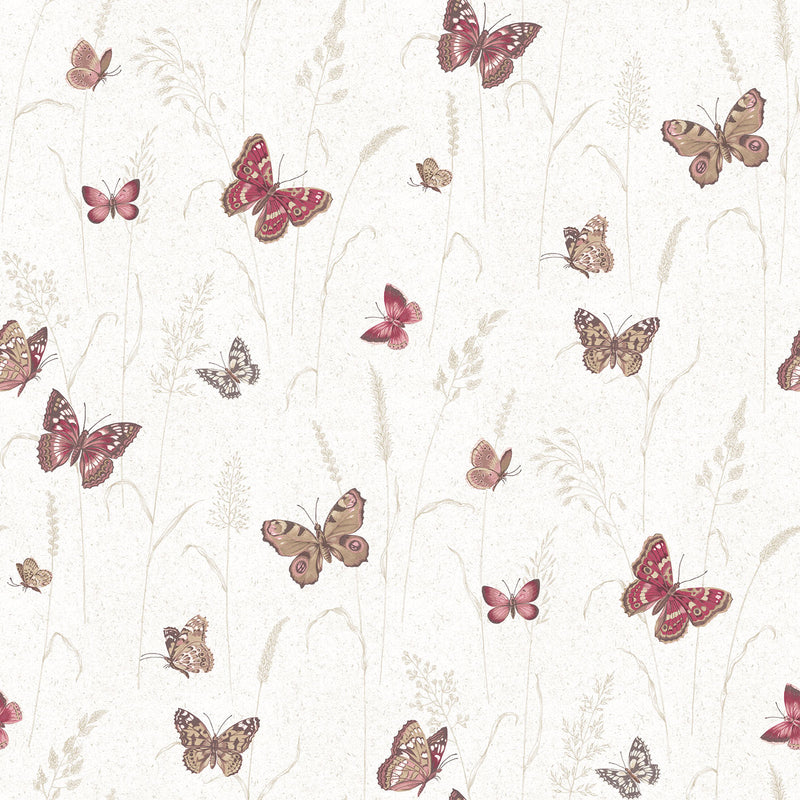 media image for Meadow Butterfly Red/Cream Wallpaper from the Kitchen Recipes Collection by Galerie Wallcoverings 231