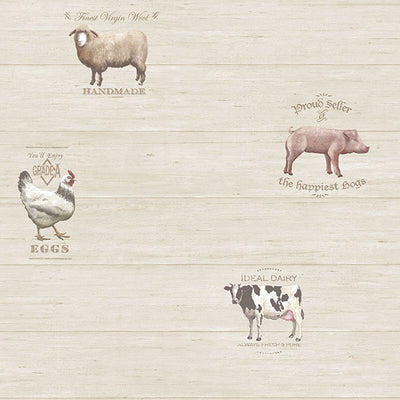 product image for Farmyard Animals Beige/White Wallpaper from the Kitchen Recipes Collection by Galerie Wallcoverings 18