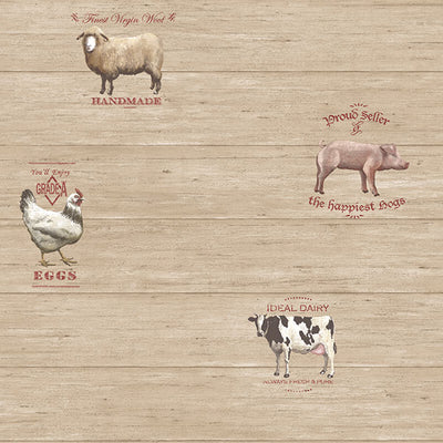 product image for Farmyard Animals Beige Wallpaper from the Kitchen Recipes Collection by Galerie Wallcoverings 16