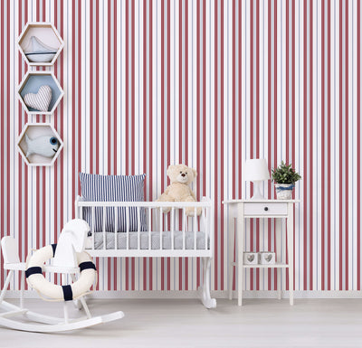product image for Two Colour Stripe Red/Navy Wallpaper from the Deauville 2 Collection by Galerie Wallcoverings 29