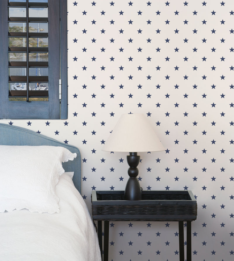 media image for Deauville Stars White/Navy Wallpaper from the Deauville 2 Collection by Galerie Wallcoverings 219