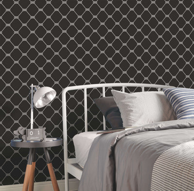 product image for Rope Black Wallpaper from the Deauville 2 Collection by Galerie Wallcoverings 83