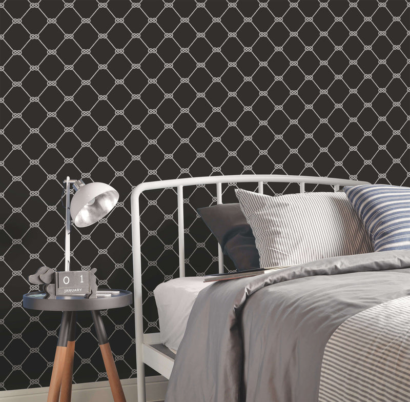 media image for Rope Black Wallpaper from the Deauville 2 Collection by Galerie Wallcoverings 274