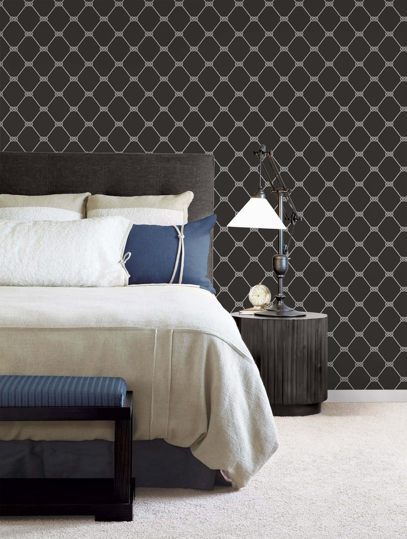 media image for Rope Black Wallpaper from the Deauville 2 Collection by Galerie Wallcoverings 235