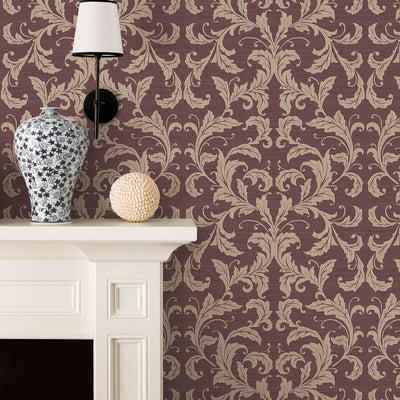 product image for Nordic Elements Damask Wallpaper in Red/Neutrals 48