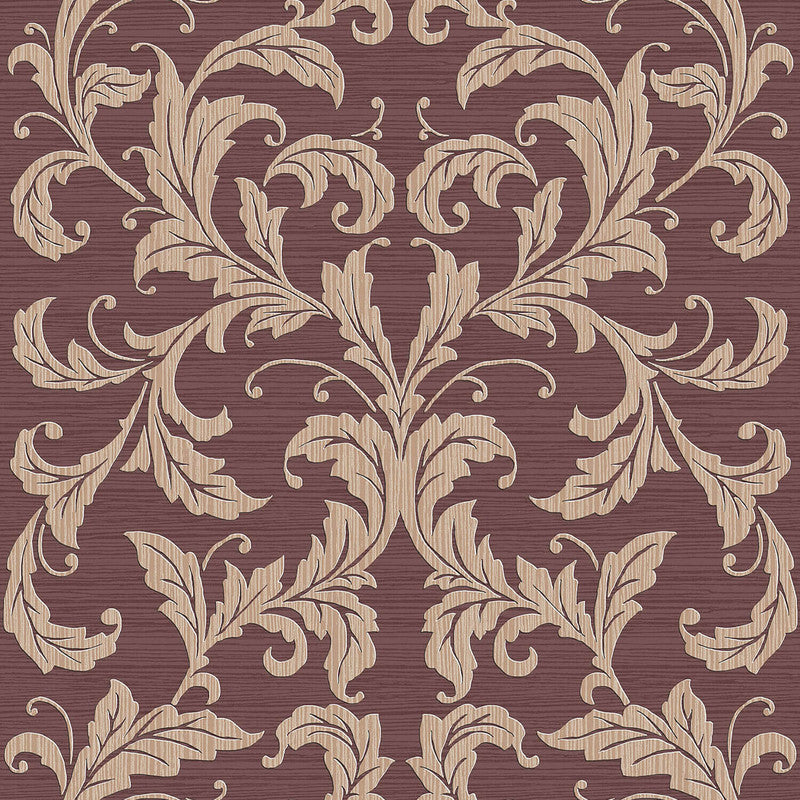 media image for Nordic Elements Damask Wallpaper in Red/Neutrals 285