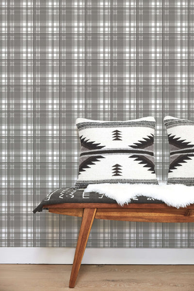product image for Check Charcoal Wallpaper from the Vintage Roses Collection by Galerie Wallcoverings 50