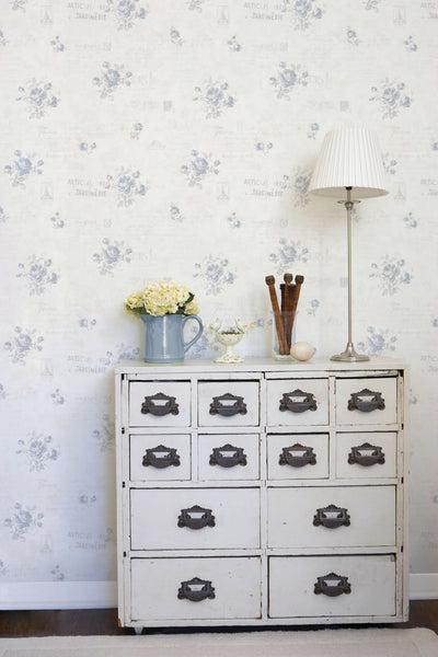 product image for Calligraphy Blue Wallpaper from the Vintage Roses Collection by Galerie Wallcoverings 31