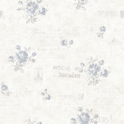 product image for Calligraphy Blue Wallpaper from the Vintage Roses Collection by Galerie Wallcoverings 13