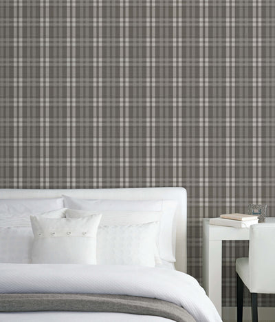 product image for Tartan Charcoal Wallpaper from the Vintage Roses Collection by Galerie Wallcoverings 4