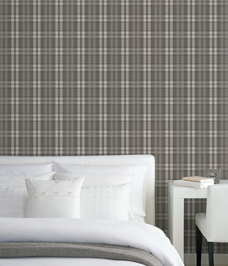 media image for Tartan Charcoal Wallpaper from the Vintage Roses Collection by Galerie Wallcoverings 254