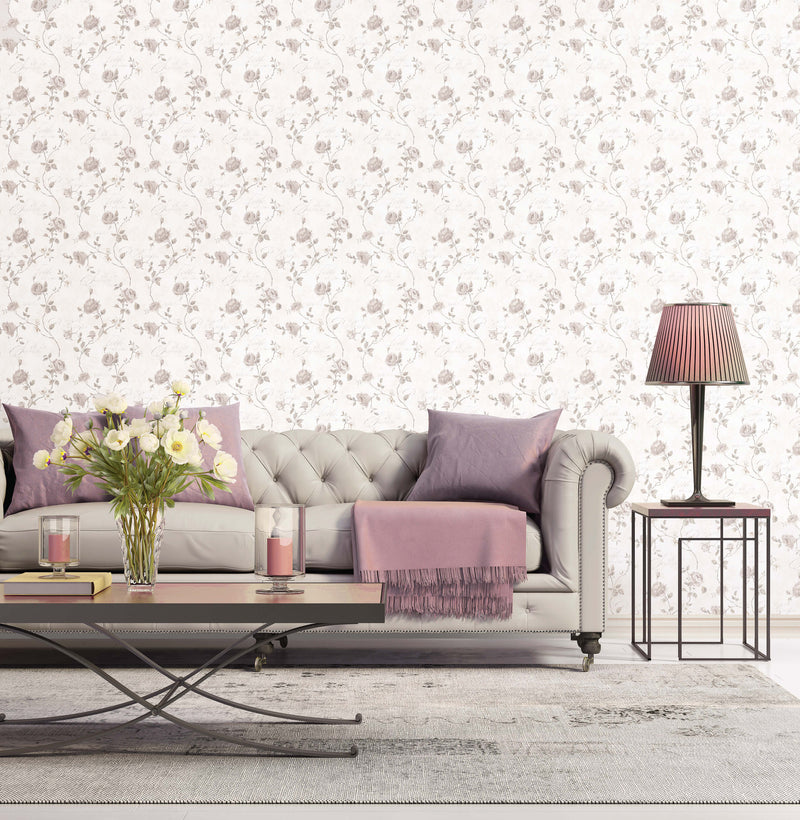 media image for Calligraphy Rose Neutral Wallpaper from the Vintage Roses Collection by Galerie Wallcoverings 211