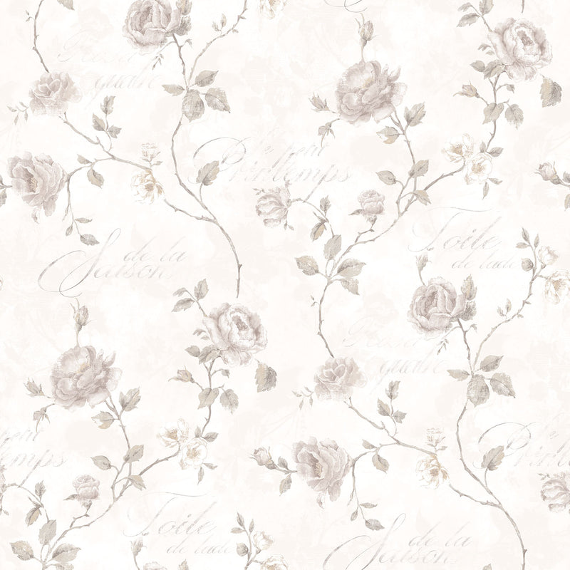 media image for Calligraphy Rose Neutral Wallpaper from the Vintage Roses Collection by Galerie Wallcoverings 29