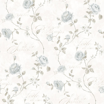 product image for Calligraphy Rose Blue Wallpaper from the Vintage Roses Collection by Galerie Wallcoverings 70
