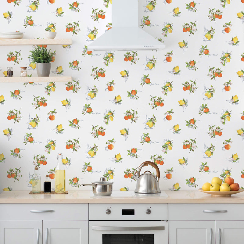 media image for Citrus Toss Orange/Green Wallpaper from the Just Kitchens Collection by Galerie Wallcoverings 242