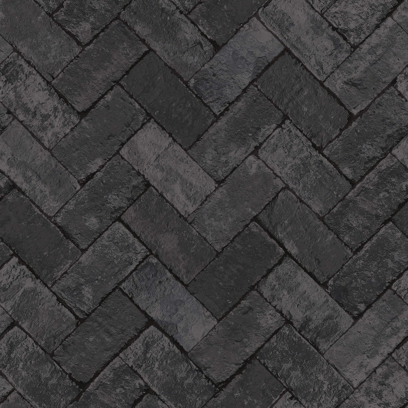 media image for Herringbone Brick Black Wallpaper from the Just Kitchens Collection by Galerie Wallcoverings 282