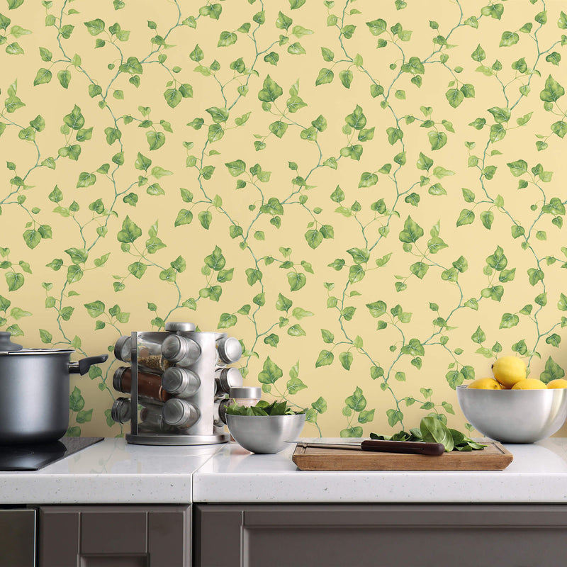 media image for Just Ivy Yellow/Green Wallpaper from the Just Kitchens Collection by Galerie Wallcoverings 228