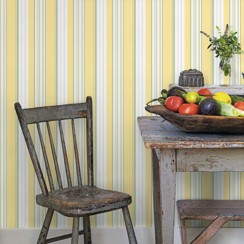 media image for Multi Stripe Yellow/Green Wallpaper from the Just Kitchens Collection by Galerie Wallcoverings 217