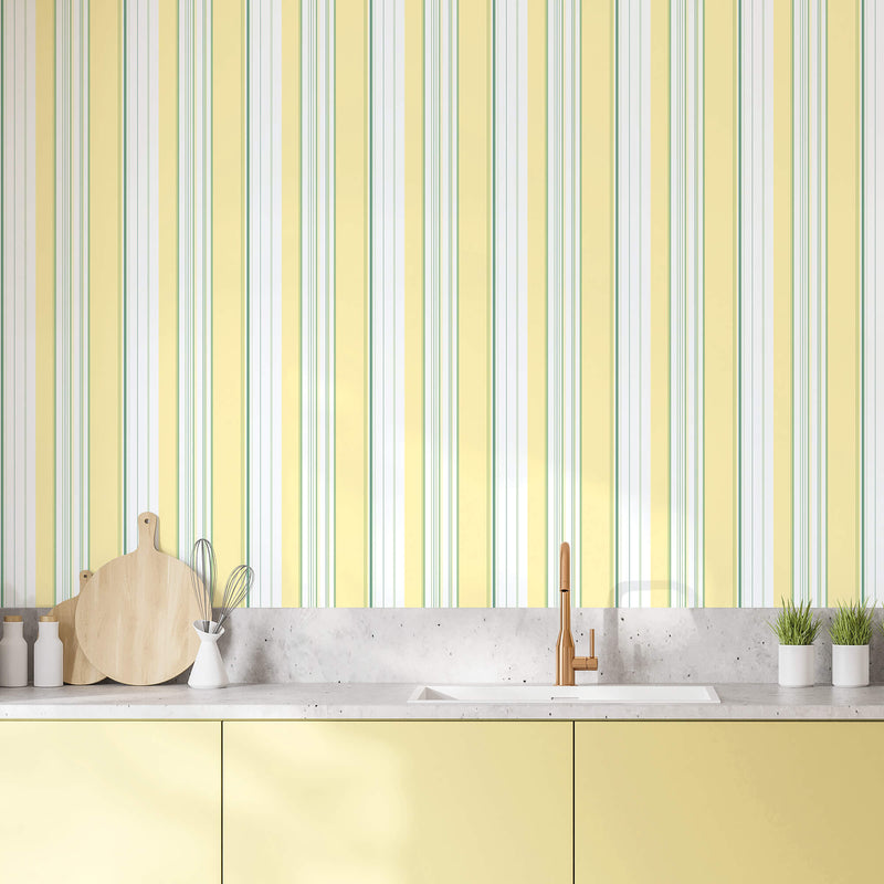 media image for Multi Stripe Yellow/Green Wallpaper from the Just Kitchens Collection by Galerie Wallcoverings 250