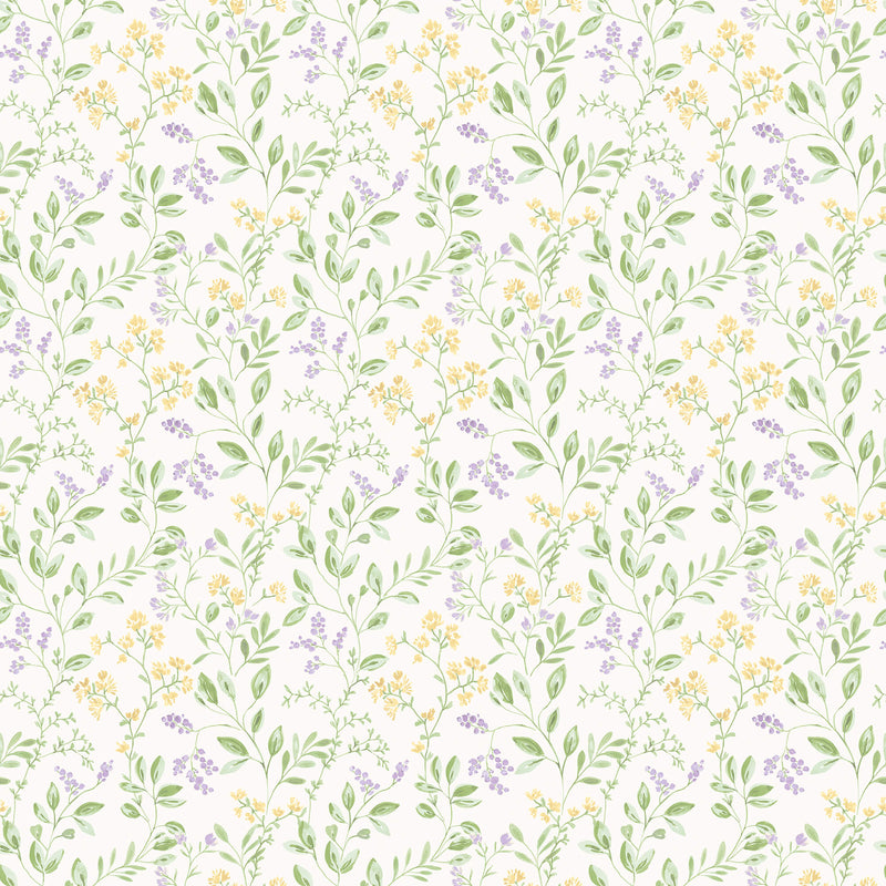 media image for Spring Leaf Trail Lilac/Yellow Wallpaper from the Just Kitchens Collection by Galerie Wallcoverings 217