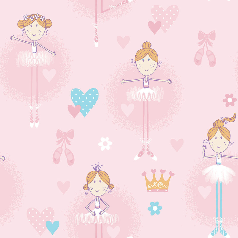 media image for Ballerina Pink Wallpaper from the Just 4 Kids 2 Collection by Galerie Wallcoverings 264