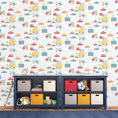 product image for Beep Beep Blue/Red Wallpaper from the Just 4 Kids 2 Collection by Galerie Wallcoverings 92